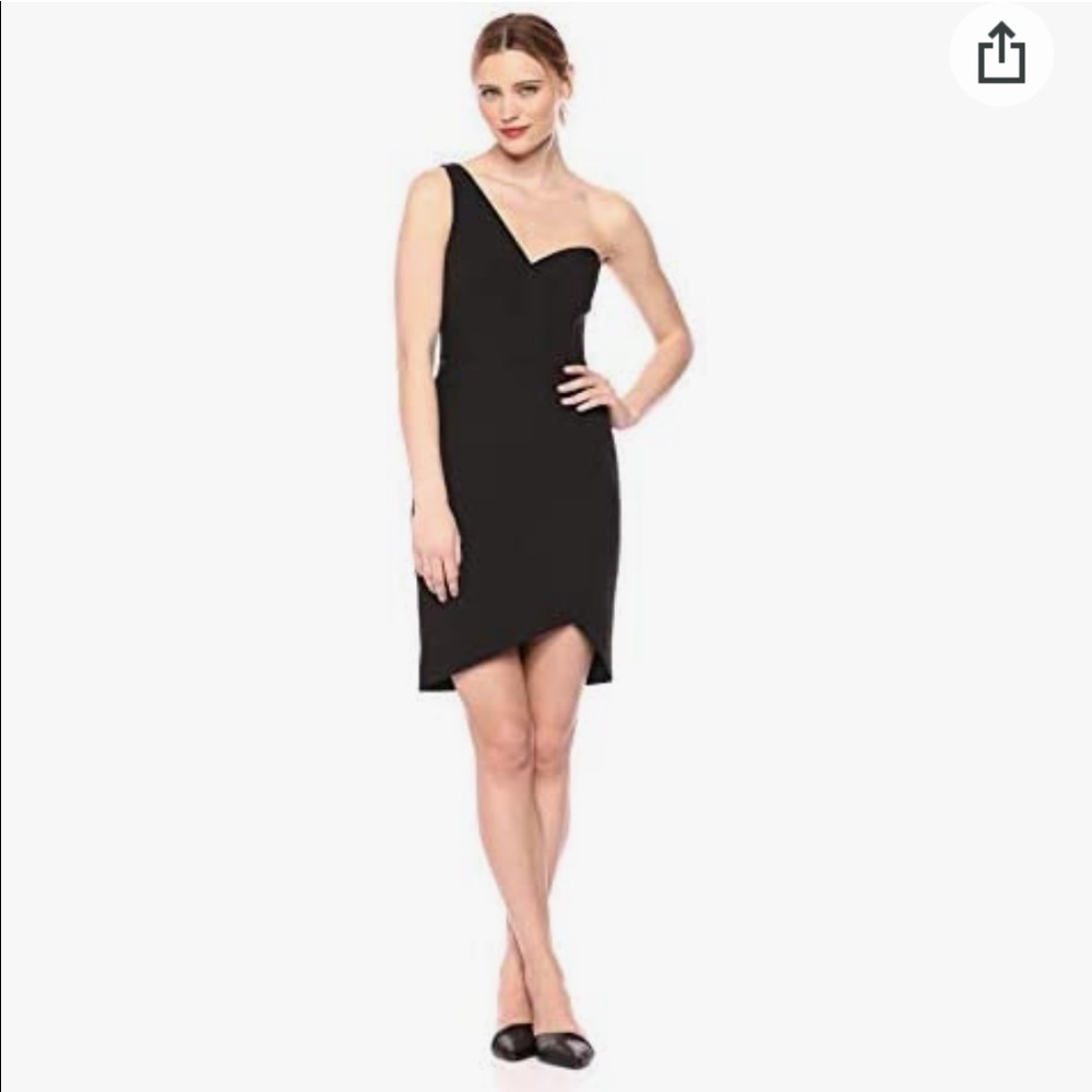 Bcbg Maxazria black one shoulder sheath dress